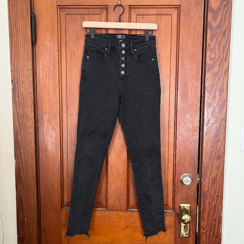 Abercrombie Curve Love High Rise Super Skinny Ankle Jeans, Black, 26/2